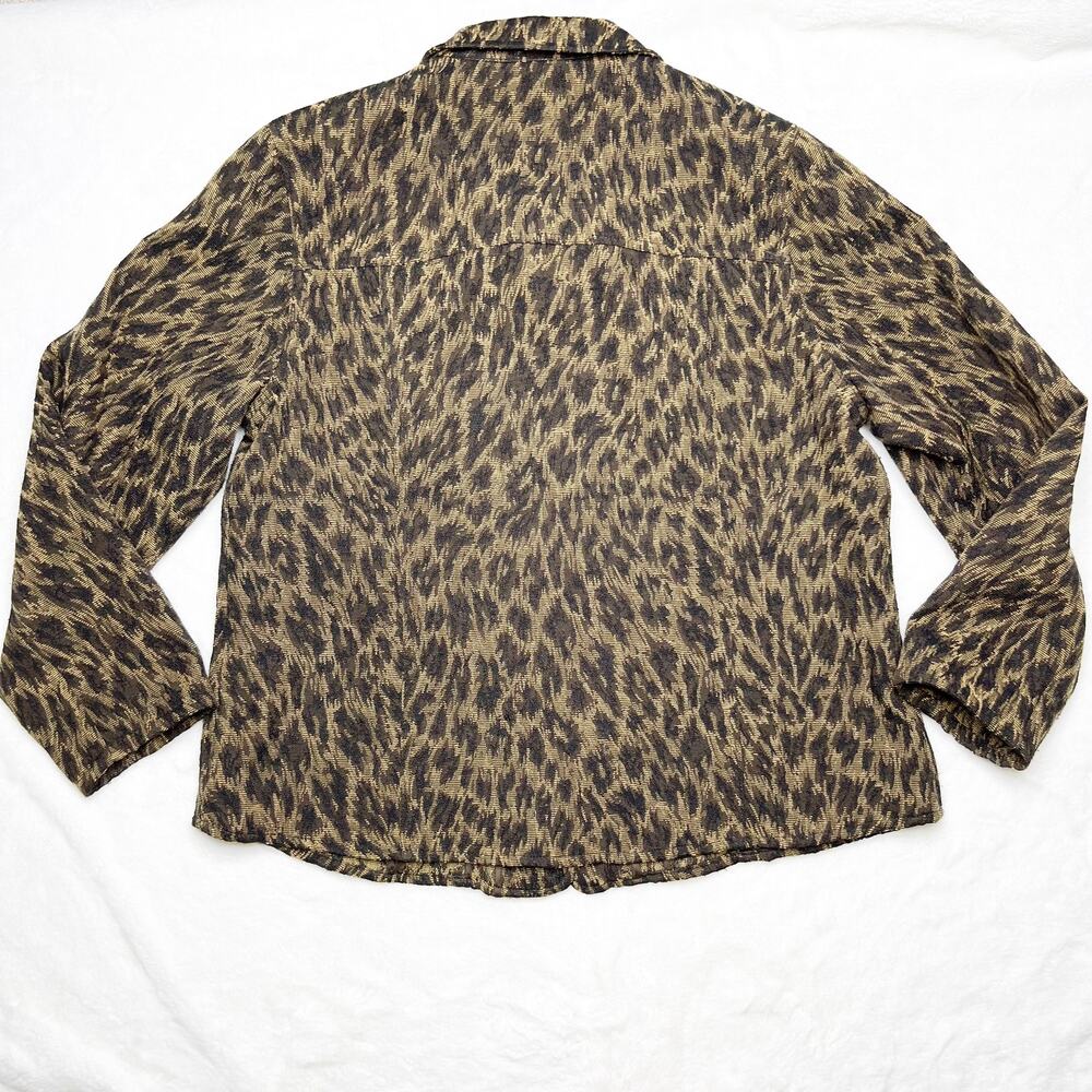 LAURA ASHLEY Tan Brown Cheetah Animal Print Button Down Blazer Jacket Large - Picture 3 of 8